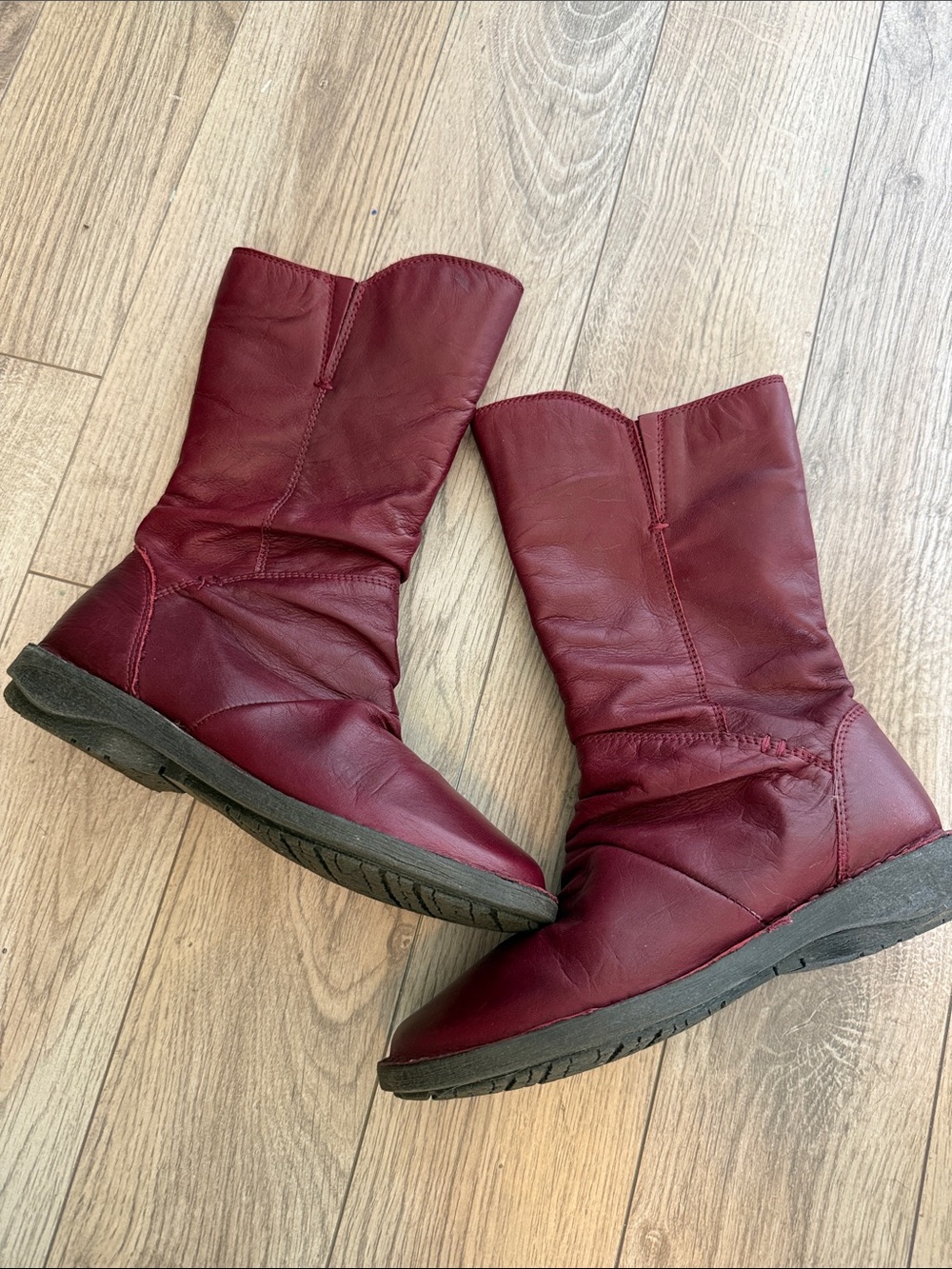 Perfect like new Miz Mooz Ruched Leather Mid Boots Pass Brandy 6.5/7 37